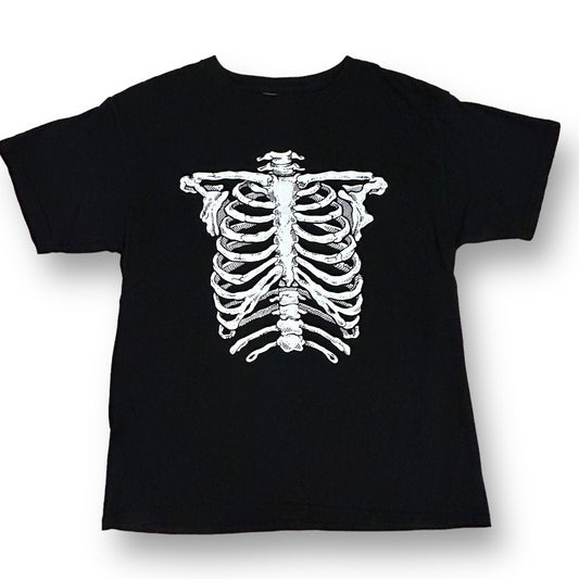 Boys Size 14/16 YLG Black Halloween Skeleton Short Sleeve Tee