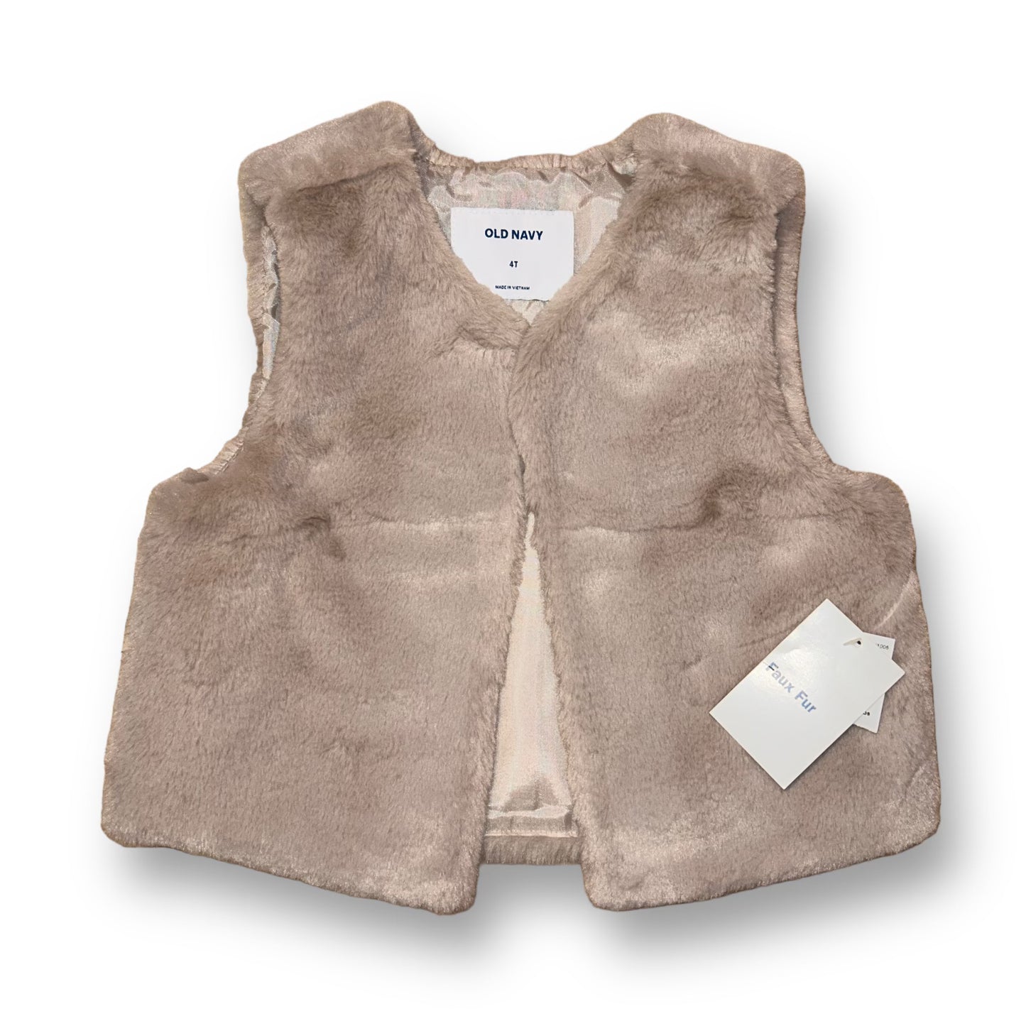 NEW! Old Navy Girls Size 4T Soft Beige Faux Fur Vest