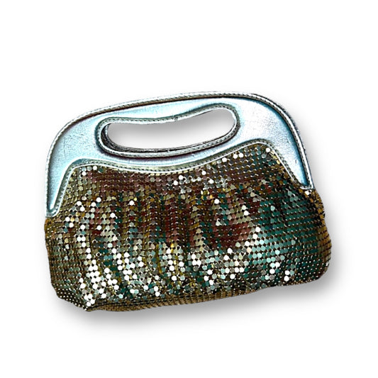 NEW! La Regale Gold Metallic Sequin Mesh Clutch Handbag