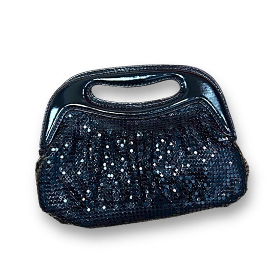 NEW! La Regale Black Metallic Sequin Mesh Clutch Handbag