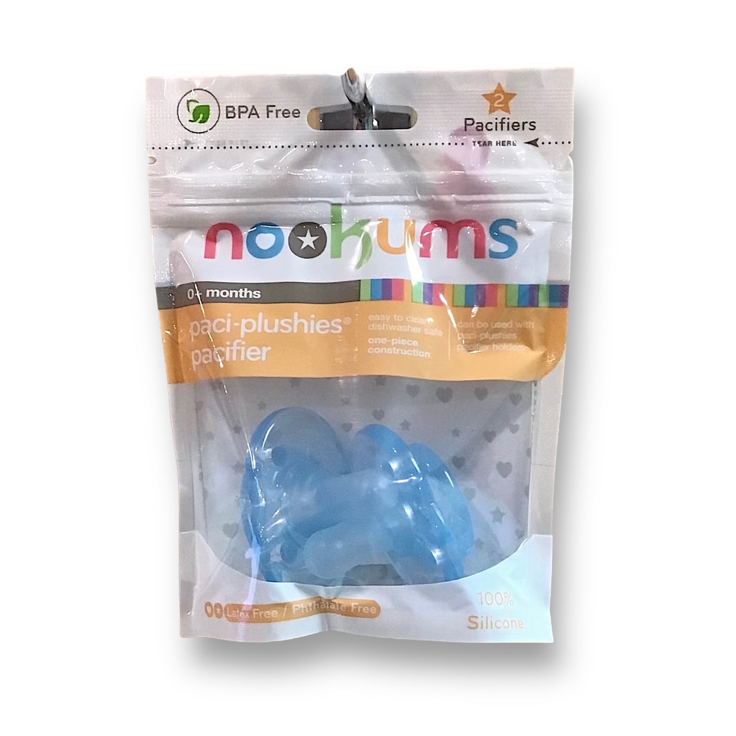 NEW! Nookums Paci-Plushies 2-Pack Pacifier Replacements, blue