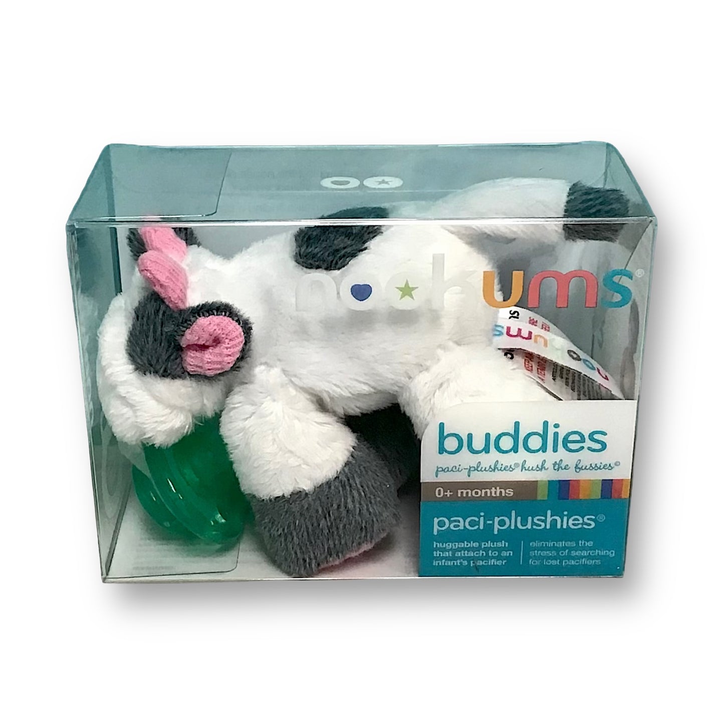 NEW! Nookums Paci-Plushies Buddies "Cutesie Cow" Pacifier Pal