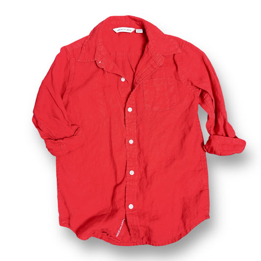 Boys Janie and Jack Size 6 Red Button Down Linen Shirt