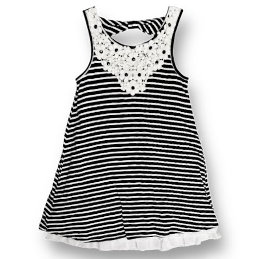 Girls Beautees Size 10 Black & White Striped Sleeveless Dress