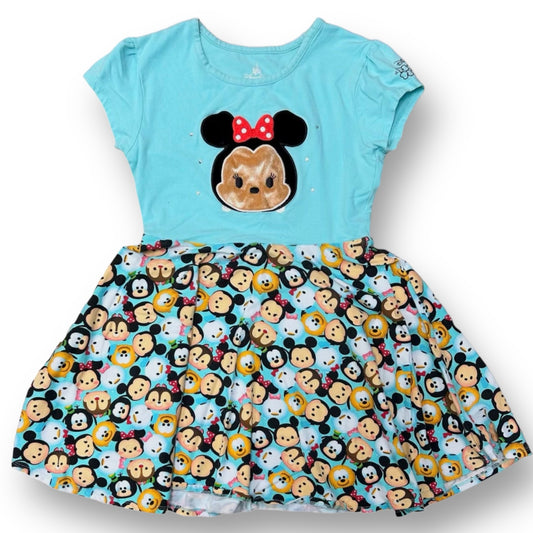 Girls Disney Parks Size L 10/12 Aqua Minnie Mouse Short Sleeve Dress