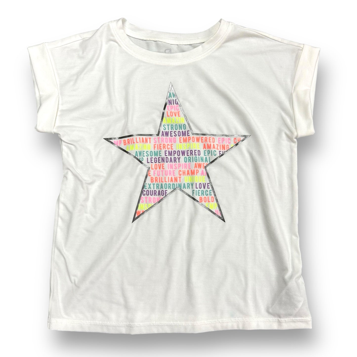 Girls Gap Fit Size 10/12 White Star Print Performance Shirt