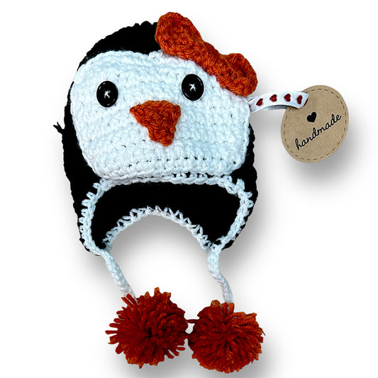 NEW! Baby Girl Size 0-3 Months Handcrafted Knit Penguin Hat