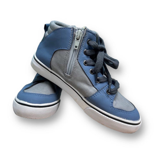 Youth Boy Size 1 Blue & Gray Side-Zip High Top Sneakers