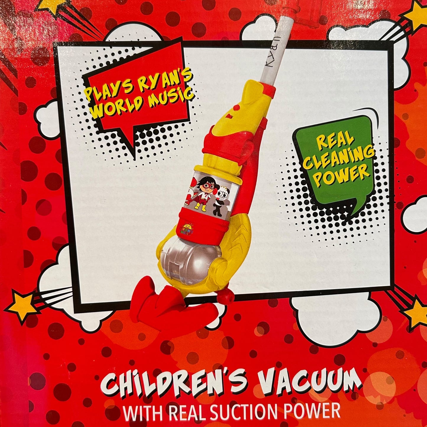 NEW! Ryan's World Children's Toy Vacuum Cleaner - Real Suction Power