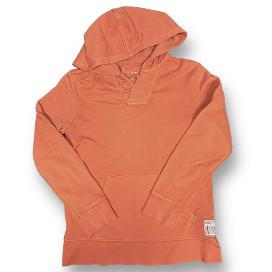 Lands Ends Youth Boy Hoodie Size 10/12 YMD Orange Button Neck Pullover