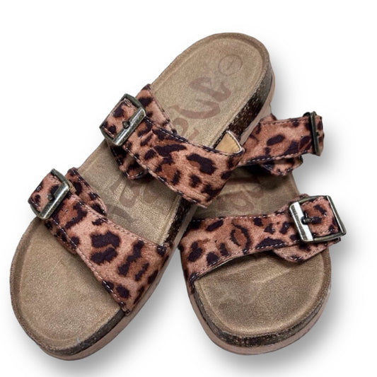 Youth Girl Maj Pole Size 1 Animal Print Suede Slide-On Sandals