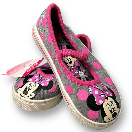 NEW! Disney Toddler Girl Size 7 Pink/Gray Polkadot Minnie Mouse Shoes