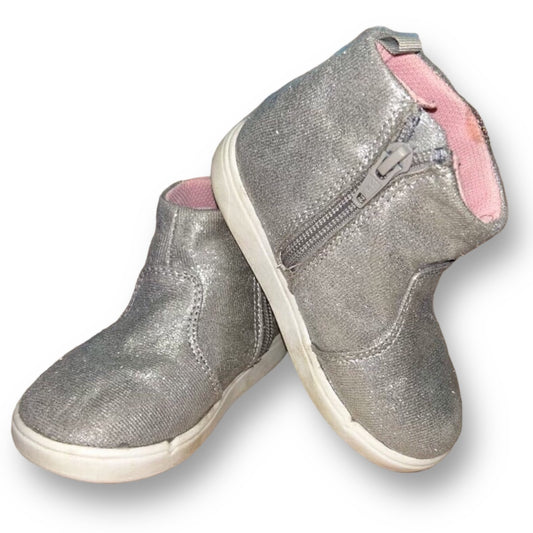 Toddler Girl Stride Rite Size 8 Silver Shimmer Side-Zip Boots