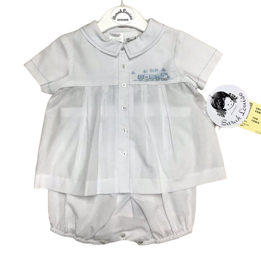 NEW! Boys Sarah Louise Size 6 Months White Boutique 2-Pc Outfit