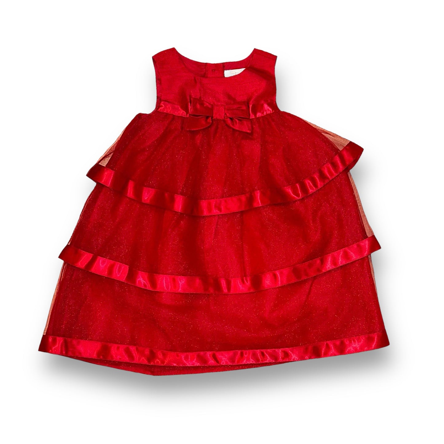 Gymboree Girls Size 18-24 Months 2-Pc Red Dress with Tulle Overlay & Bloomers