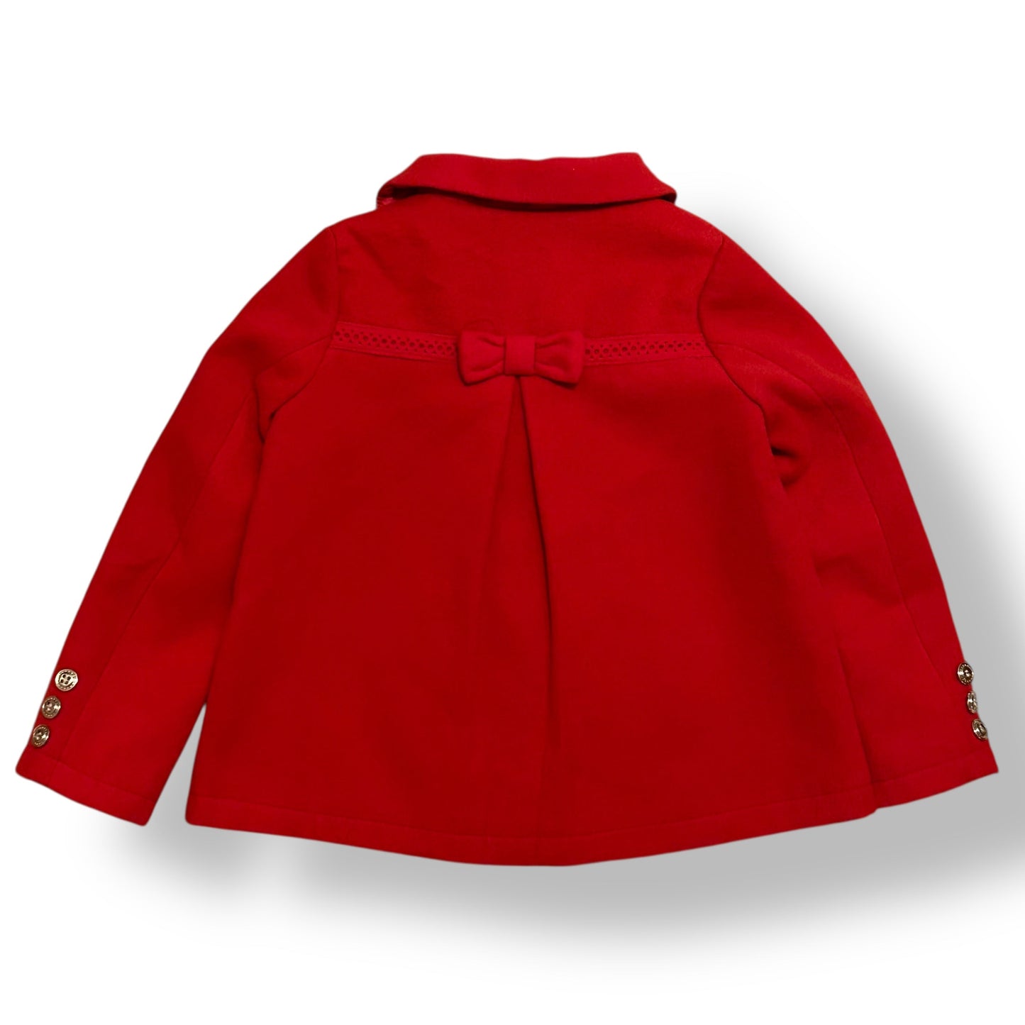 Cynthia Rowley Girls Size 5 Red Pea Coat - Buttons, Bow, & Embroidered Accents