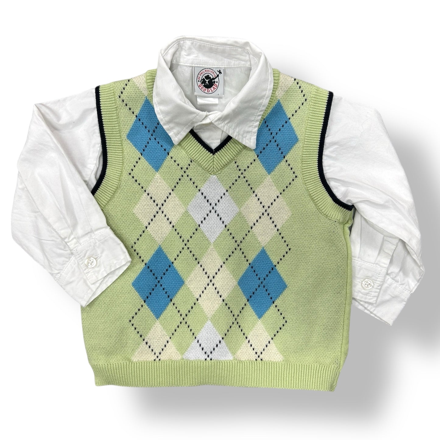 Goodlad Boys Size 18 Months 2-Piece Argyle Sweater Vest and Button Up Shirt