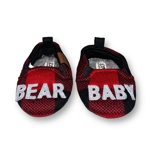 NWOT Baby Boy Dearfoams Size 9-12 Months Red/Black Plaid Fur-Lined Slippers