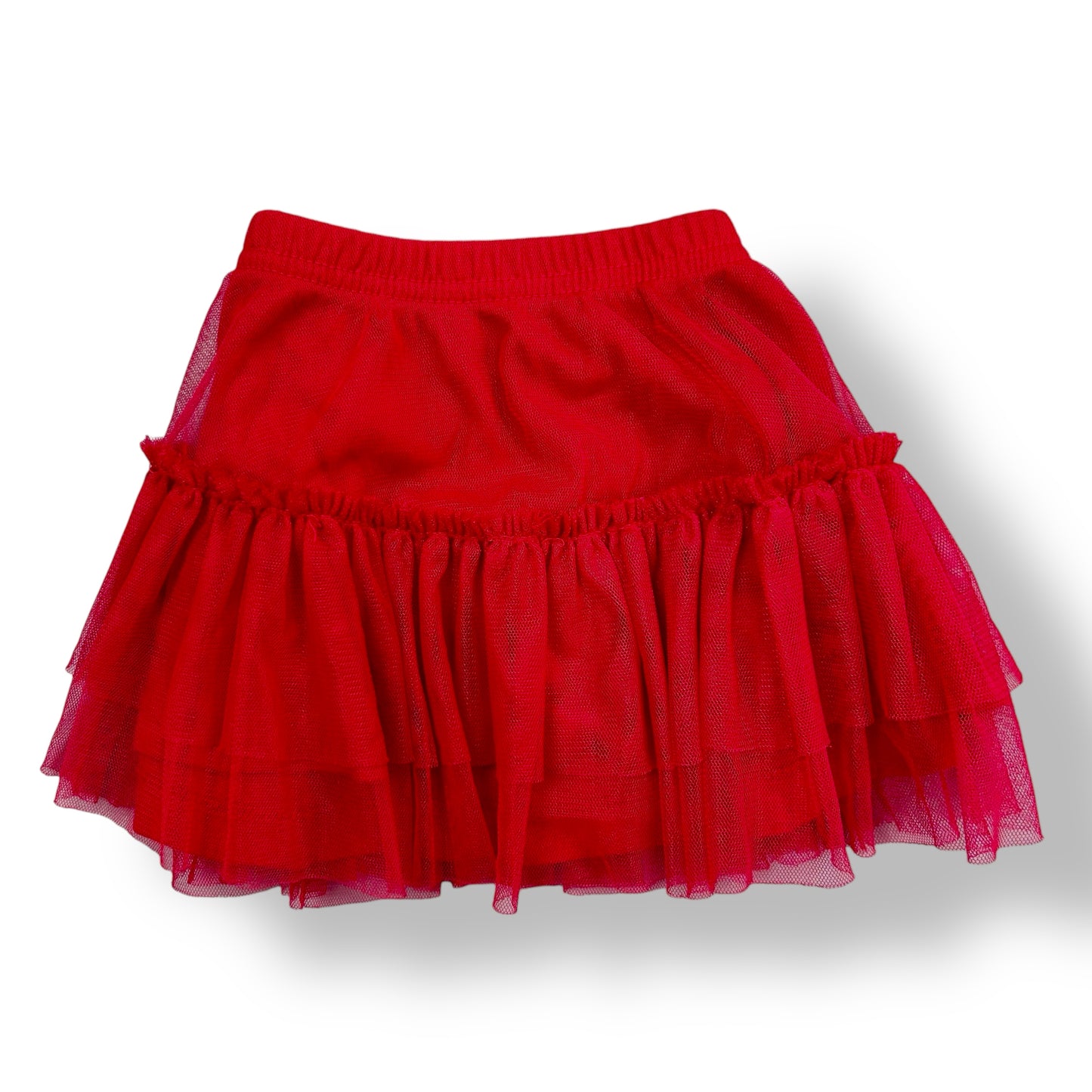 Toddler Girls Size 18 Months Red Tulle Overlay Pull On Skirt with Elastic Waist