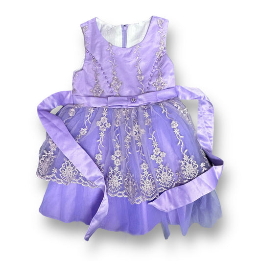 Girls Size 3 Lavender Tulle & Lace Fancy Sleeveless Dress