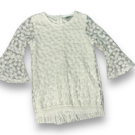 Decorated Originals Girls Size 4 Ivory Fringe Long-Sleeve Tunic Dress