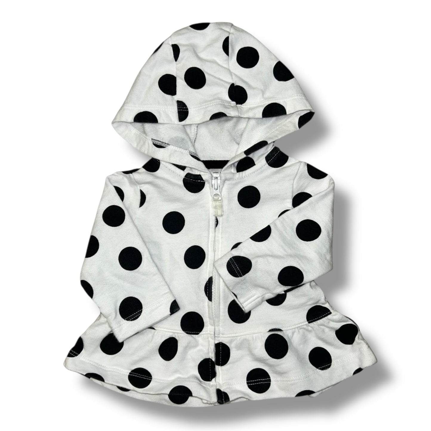 Carter's Baby Girl Sweatshirt Size 3 Months White Polka Dot Full Zip Hoodie
