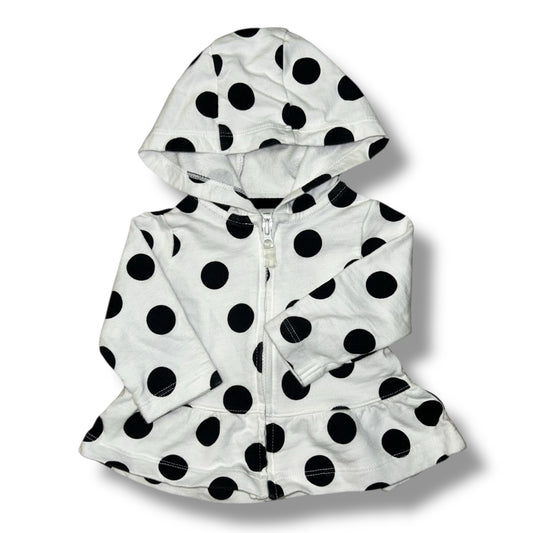 Carter's Baby Girl Sweatshirt Size 3 Months White Polka Dot Full Zip Hoodie