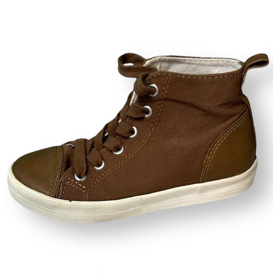 Brown high-top sneaker on a white background