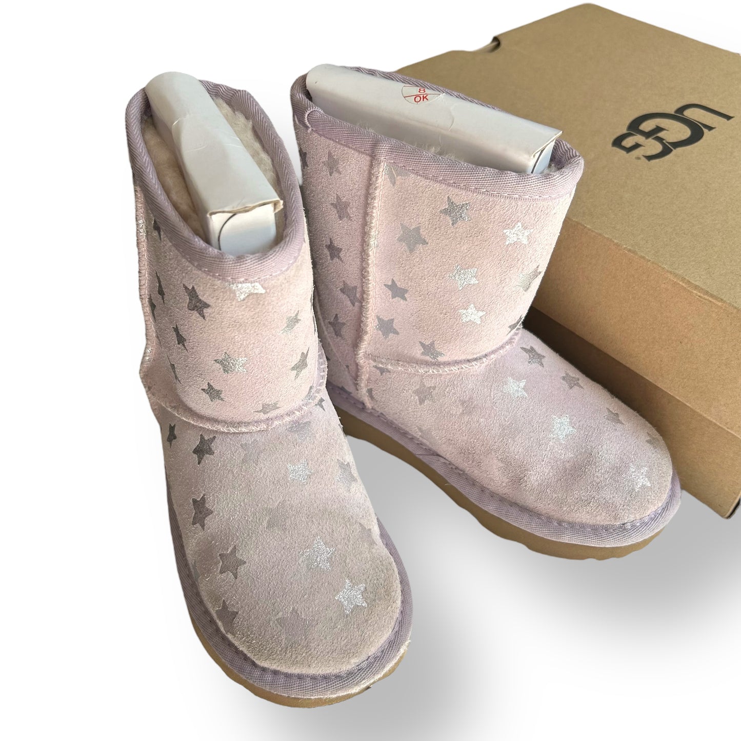 Girls UGG Boots Size 10 Classic II Short Stars Sheepskin Boots