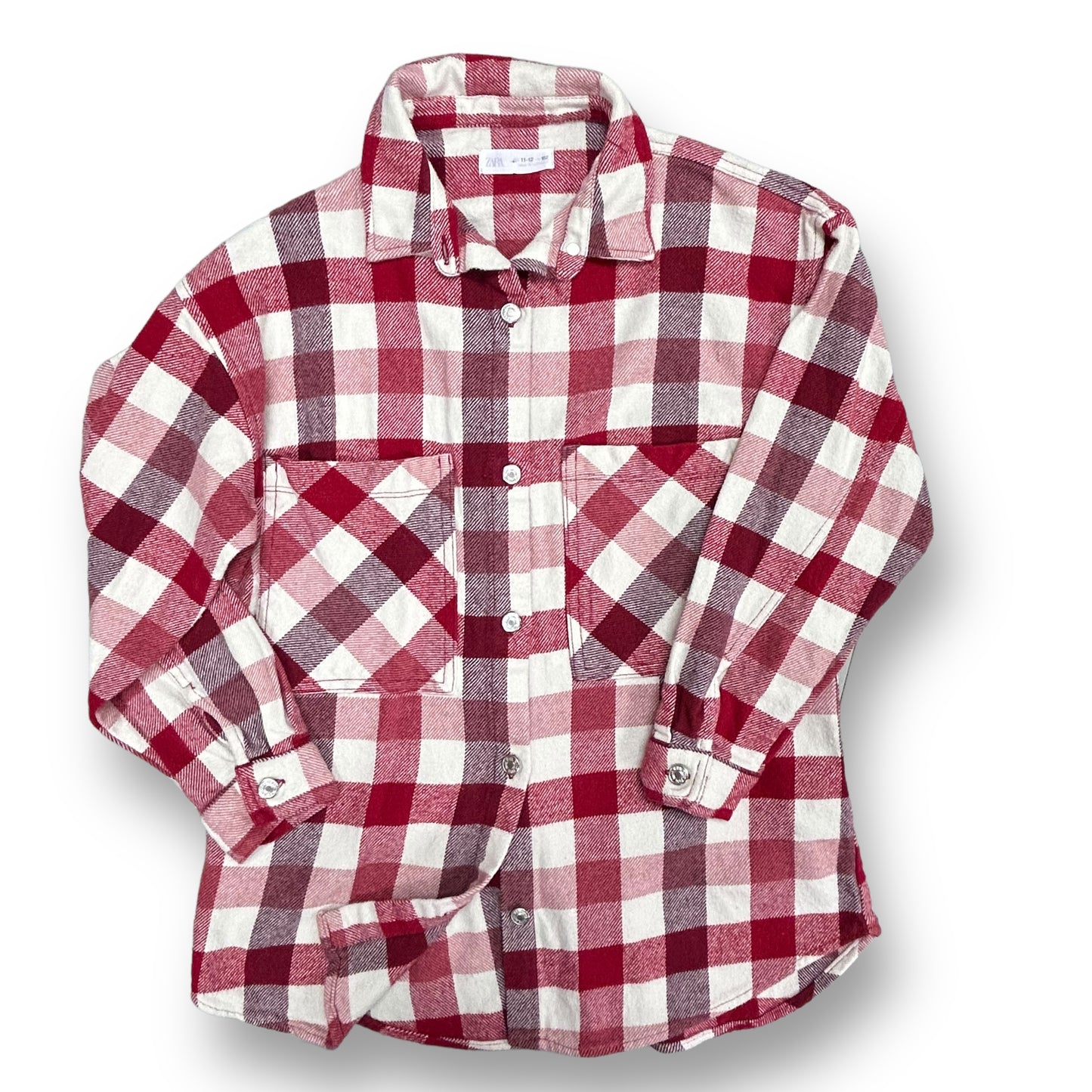 Zara Girls Youth Size 11/12 Button Down Plaid Flannel Shirt