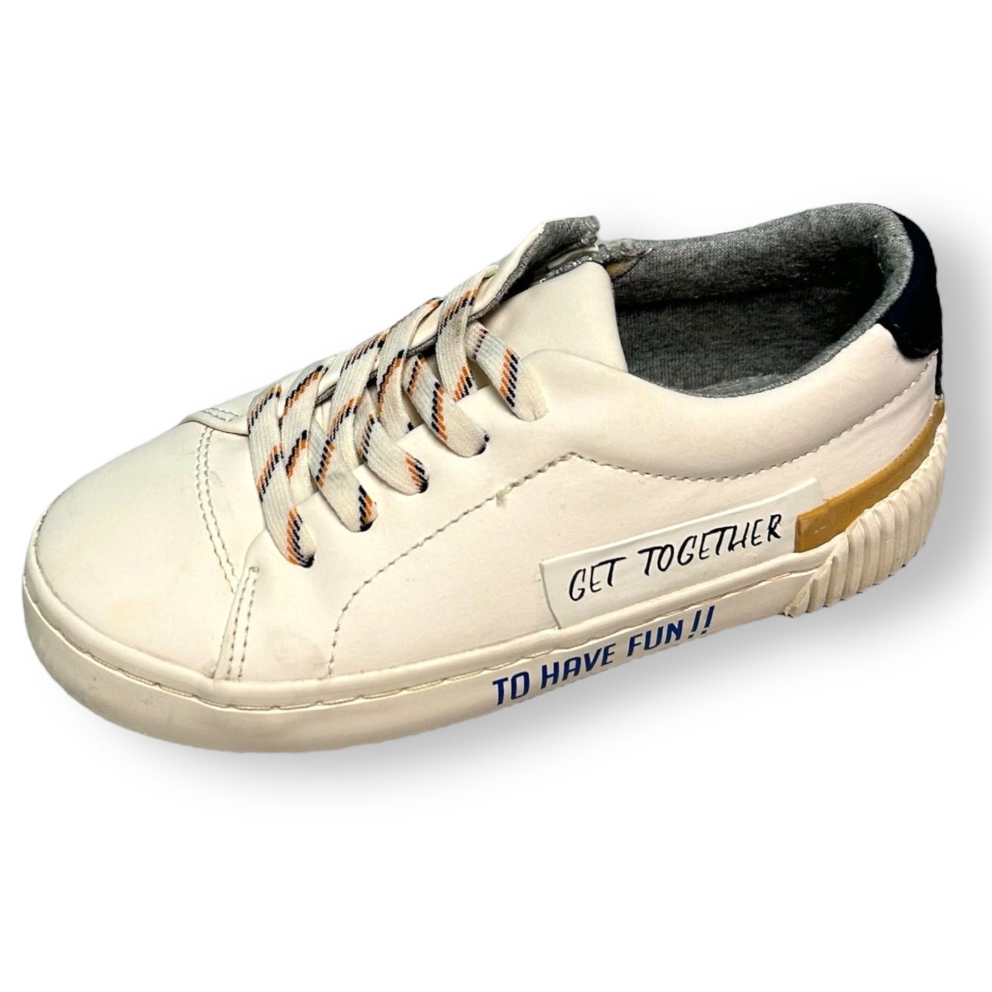 Zara Sneakers Toddler Boy Size 8 Ivory Leather Casual Tennis Shoe