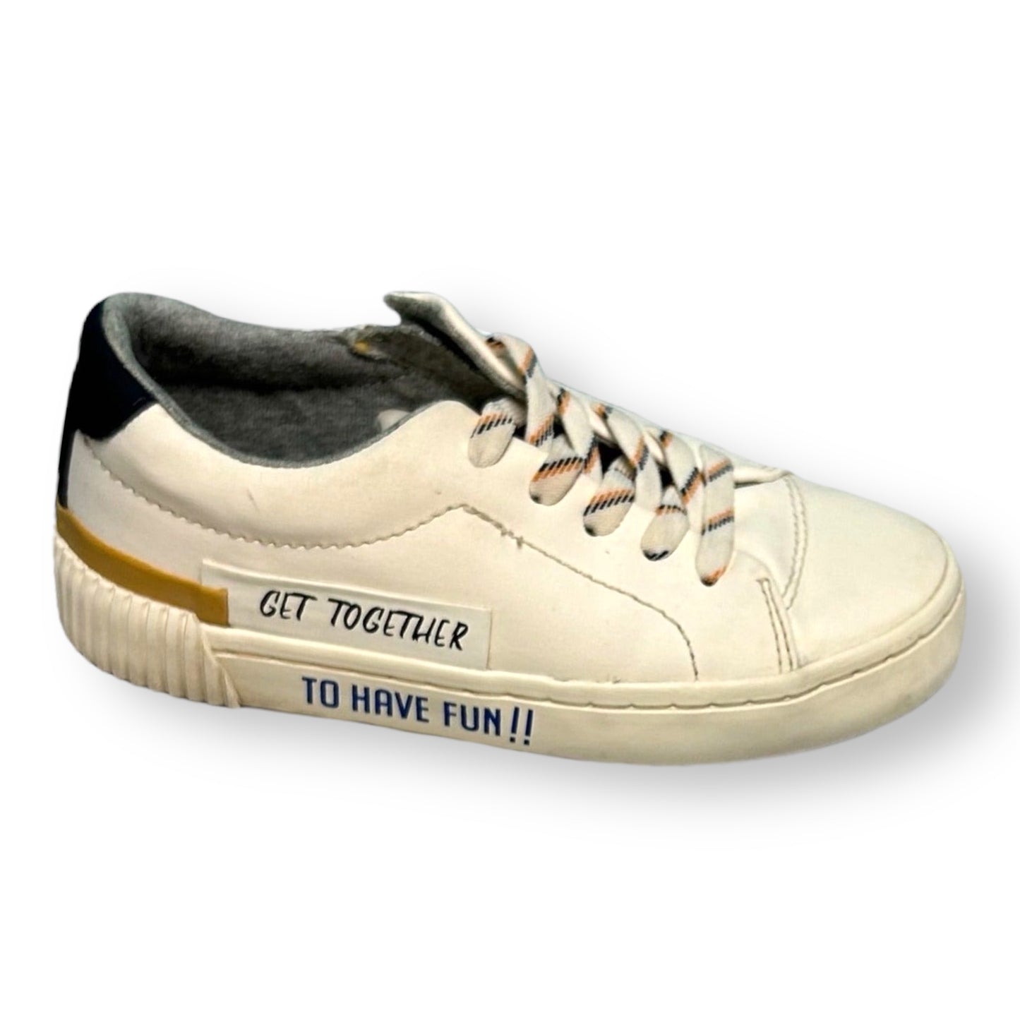 Zara Sneakers Toddler Boy Size 8 Ivory Leather Casual Tennis Shoe