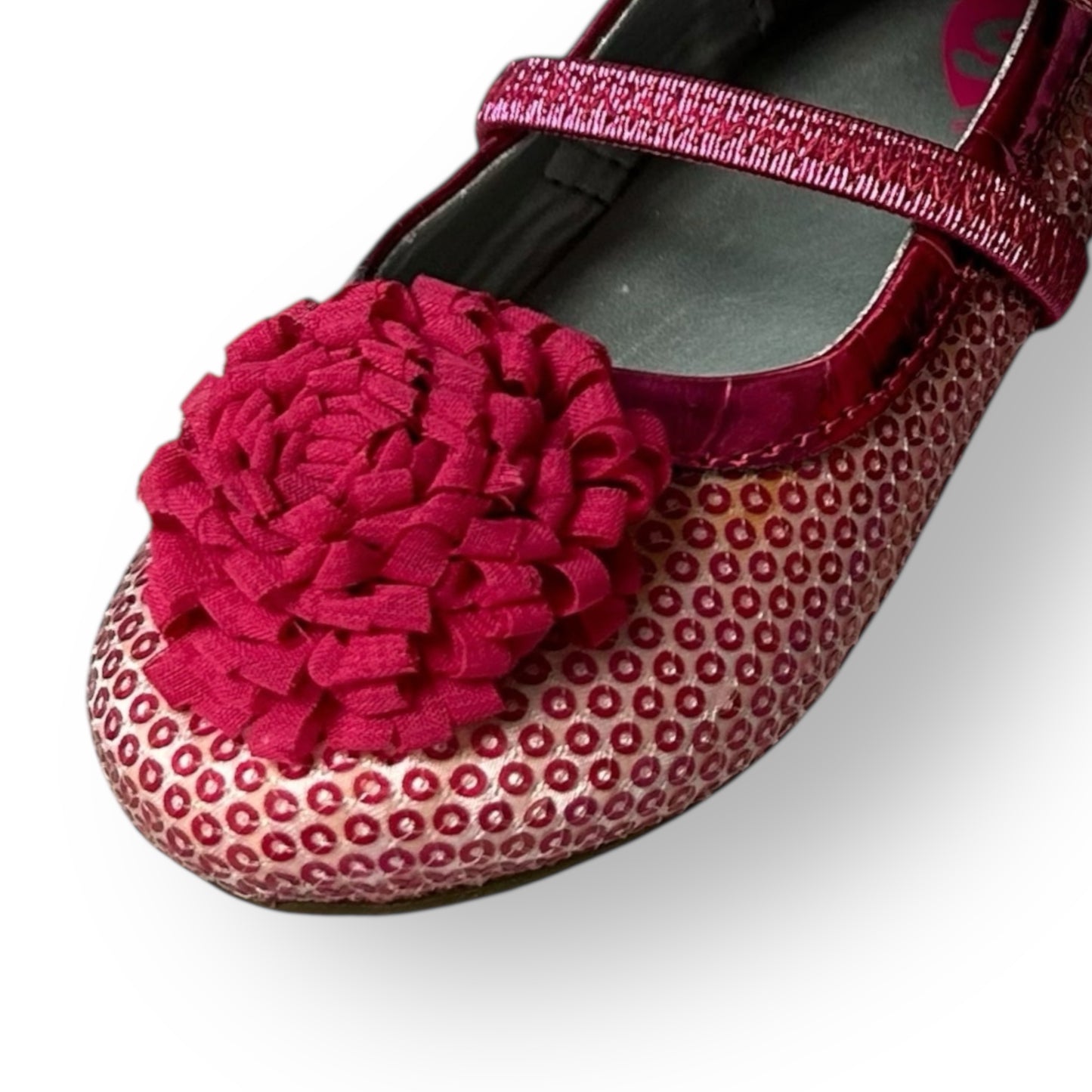 Stride Rite Girls Shoes Size 8 Toddler Shimmery Pink Slip On Pom Pom Flats