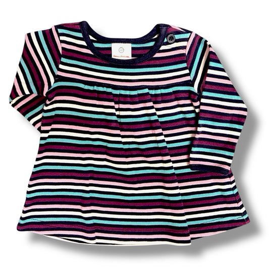 Hanna Andersson Size 60 Dress Girls 3-6 Months Striped Long Sleeve with Button