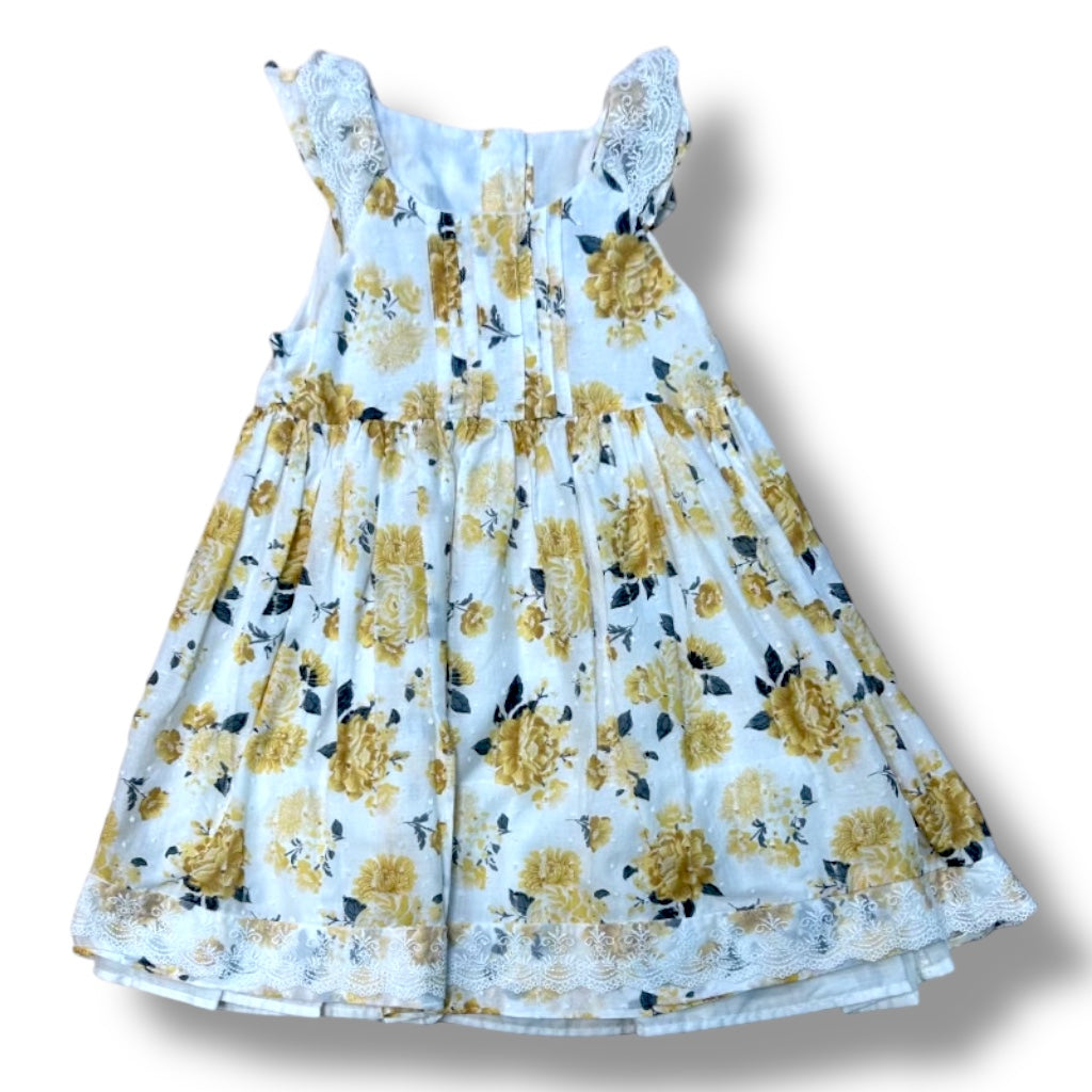 The Prairie Girls Size 4T Yellow Roses Lace Trimmed Special Occasion Dress