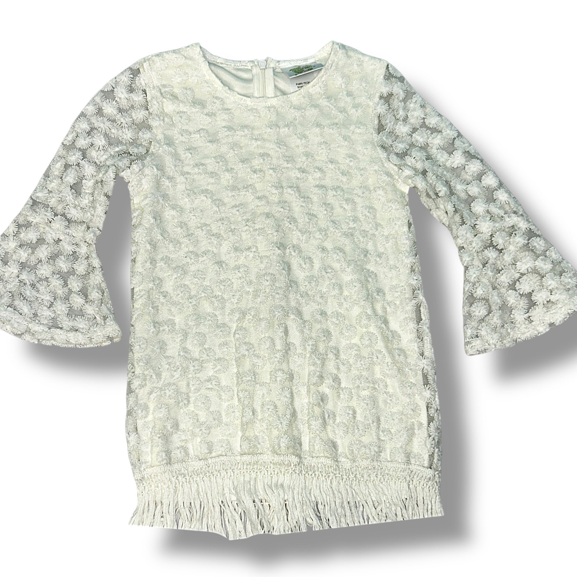 White dress with floral pattern on a white background