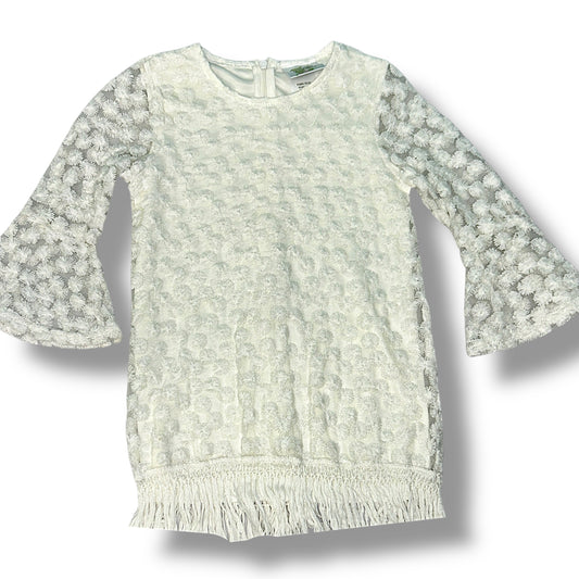 White dress with floral pattern on a white background