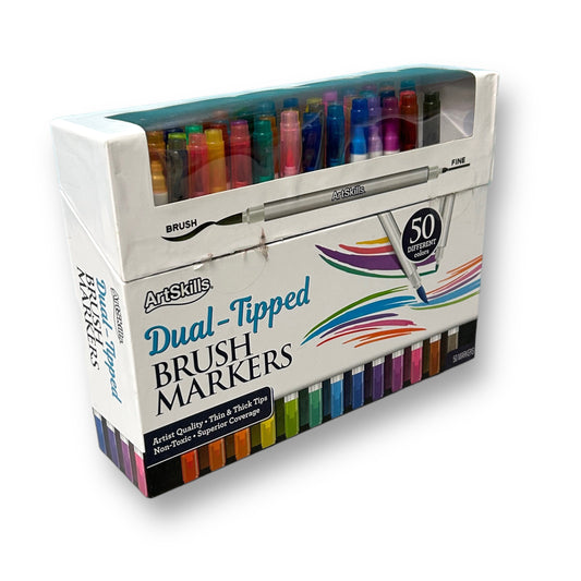 NEW! Art Skills Dual-Tipped Brush Markers, 50-Ct