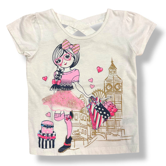 Girls Size 2T Shopping in Paris Short Sleeve Strappy Back Shirt