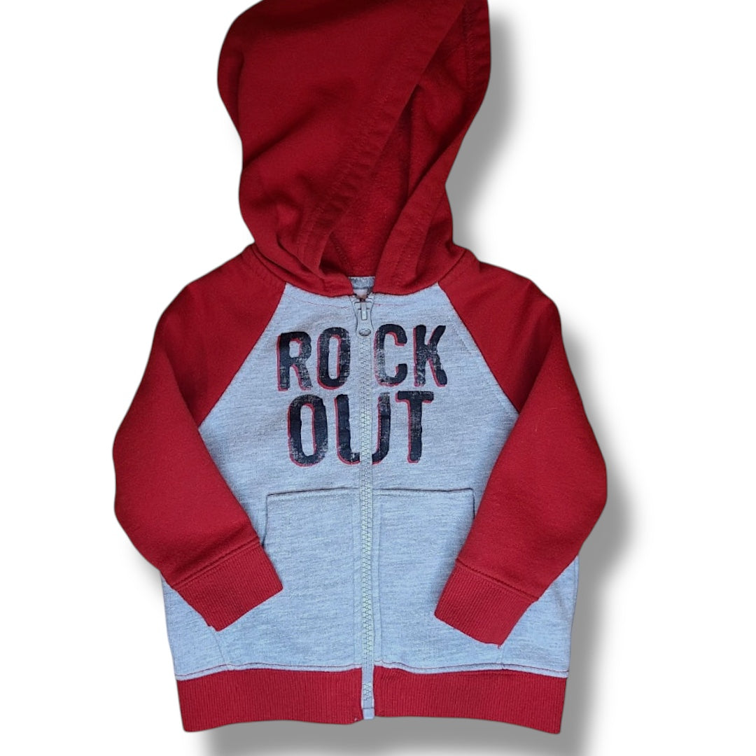 Boys Size 12 Months Rock Out Hoodie Full Zip Sweatshirt with Pockets