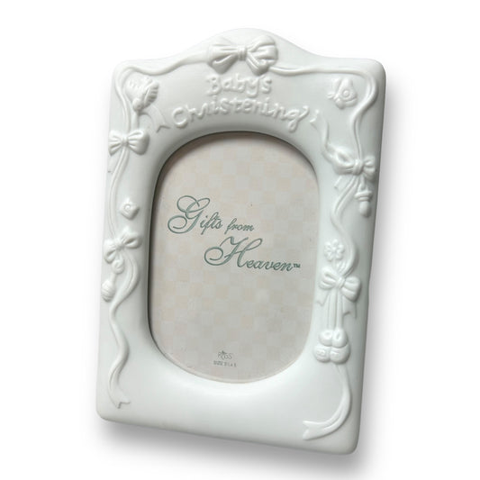 NEW! RUSS Porcelain Baby's Christening Photo Frame, 3.5" x 5"