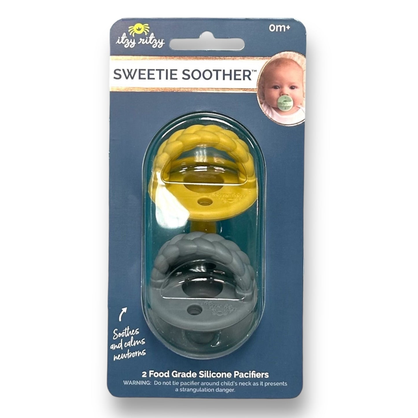 NEW! Itzy Ritzy Mustard & Gray Braid Pacifier Set (2-pack)