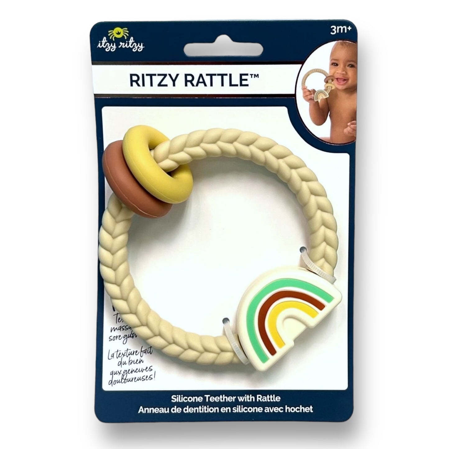 NEW! Itzy Ritzy Neutral Rainbow Silicone Teether Rattle