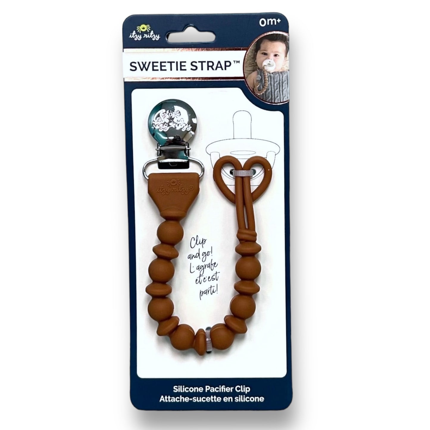 NEW! Itzy Ritzy Hazelnut Beaded Silicone One-Piece Pacifier Clip