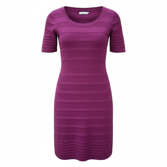 Calvin Klein Dress Women's Size 8 Purple Scoop Neck 3/4 Sleeve Stretch Knit