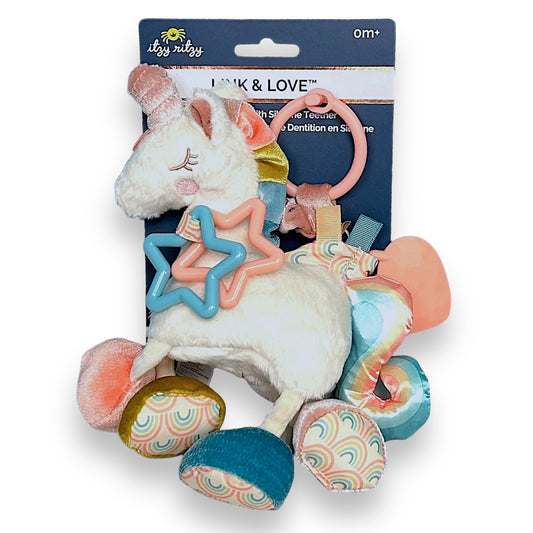 NEW! Itzy Ritzy Unicorn Link & Love Activity Plush with Teether Toy