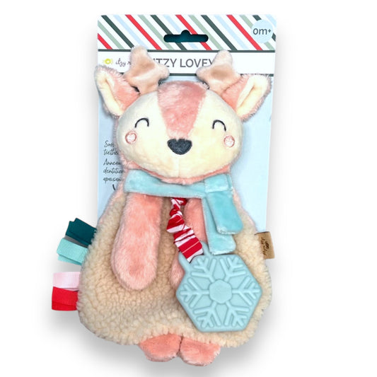 NEW! Itzy Ritzy Pink Reindeer Christmas Lovey Plush & Teether Toy