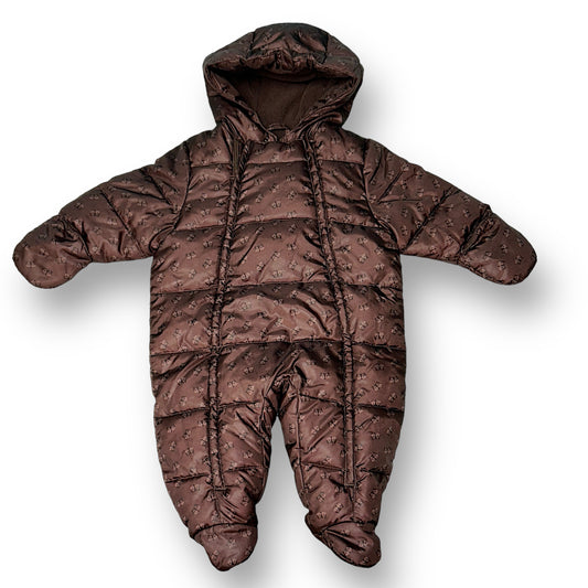Girls Size 6 Months Brown Fox Print Fleece-Lined Waterproof Snow Suit