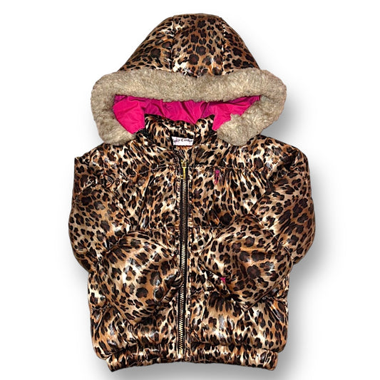 Girls Juicy Couture Size 18 Months Leopard Fur-Lined Hood Coat