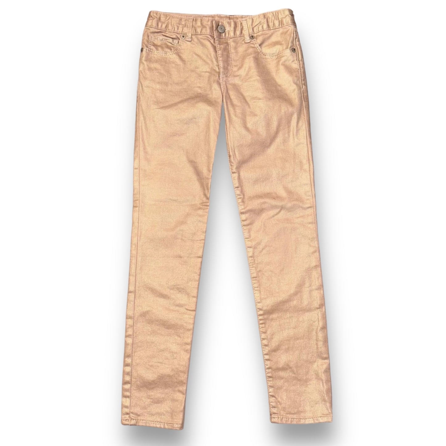 Girls Gap Size 10 Pink Metallic Super Skinny Adjustable Waist Jeans